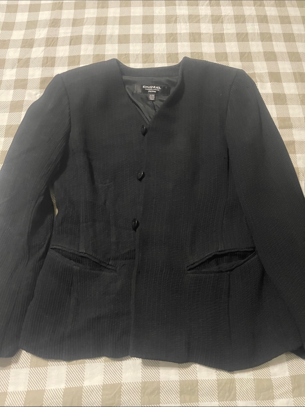Emanuel Ungaro Black Collarless Tailored Blazer